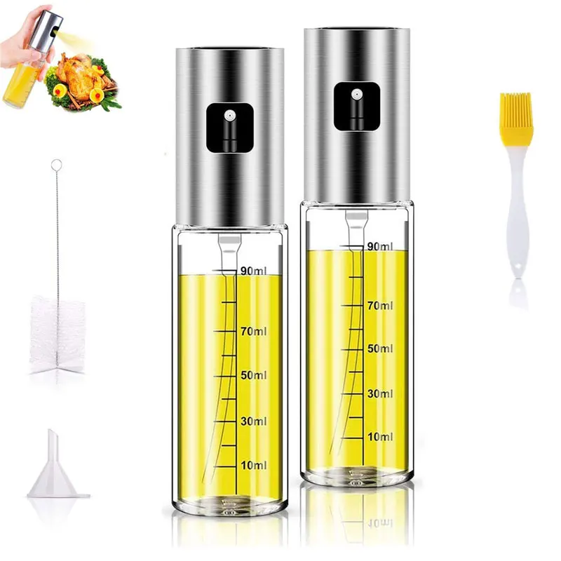 Oil Sprayer Set with Brush/Funnel Spray Bottle Pump Alcohol Sauce Vinegar Olive for Cooking Salad BBQ Kitchen