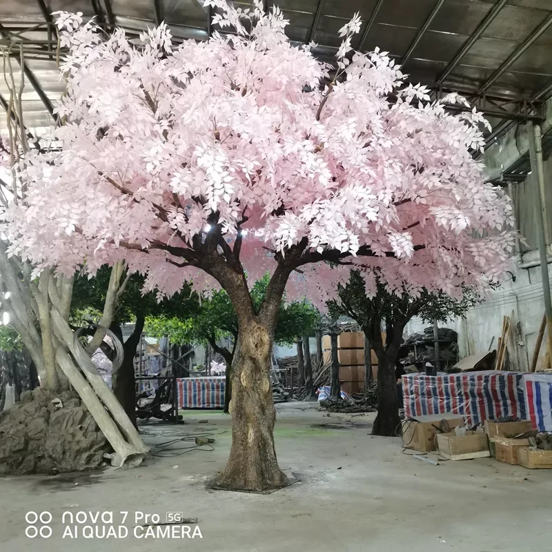 China Factory Big Fake Tree pink leaves Artificial Ficus Banyan Tree for Sale