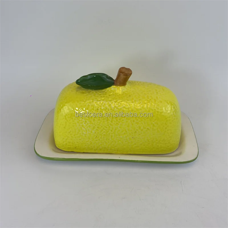 Creative Fruit Design Butter Plate Cake Serving Plate Personalized Ceramic Butter Dish With Cover