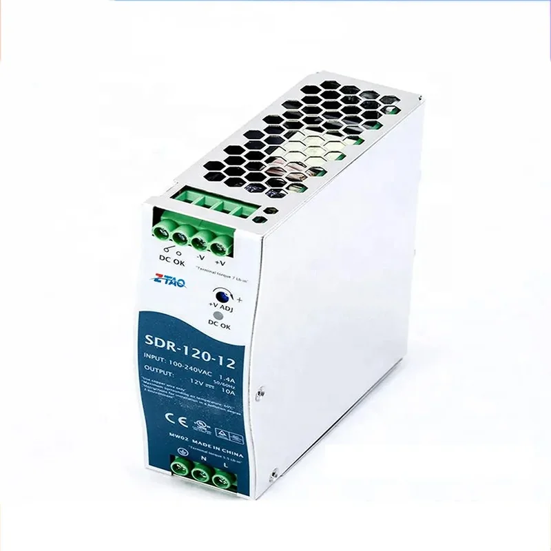 Mean well power supply SDR-120-24 Ac Dc 120w  12v 10A 24v 5A 48V 2.5A Din Rail Switching Power Adapters  for Led Drivers