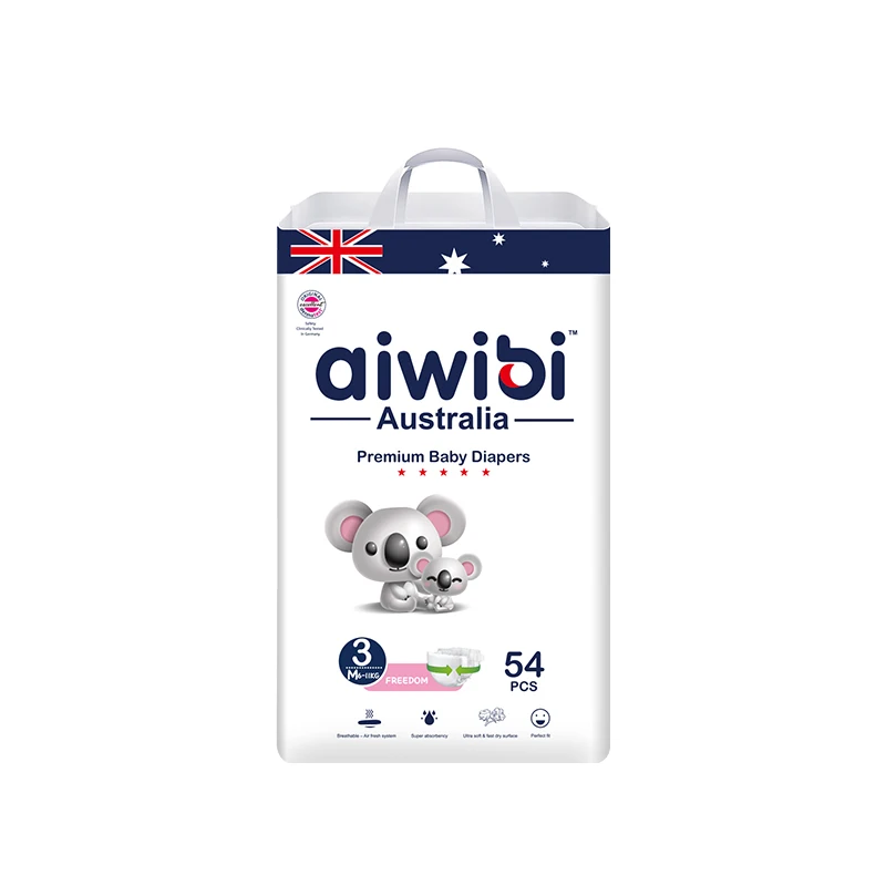 Aiwibi Baby Diapers/Nappies Soft Premium 20 Ft Container Diapers Nappy Pretty Softcare Sleepy Baby Tape Diaper Wholesalers