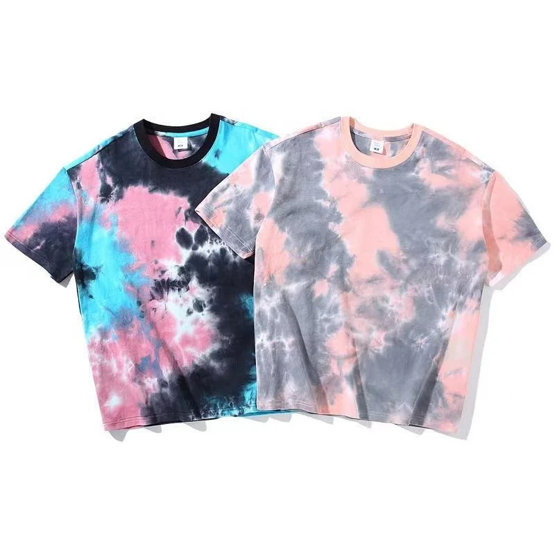 
 Новинка 2021, модная Толстая хлопковая Футболка оверсайз tye dye, уличная одежда в стиле хип-хоп, футболки с принтом на завязках, оптовая продажа  