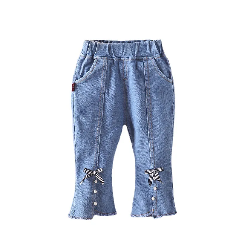 Spring Autumn 1-3 Years Old Elastic Blue Children Jeans Trouser Cotton Baby Girl Jeans Pants