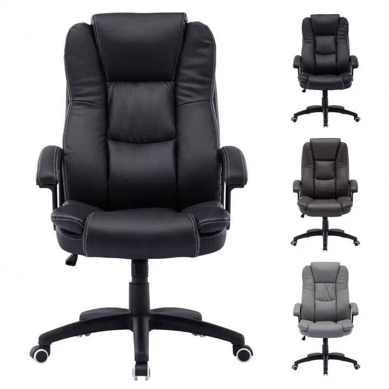 UK Racing Elite Boss Car Adjustable Soft Leather Design Cool Black Strengthen Stable Aluminum Office Chair