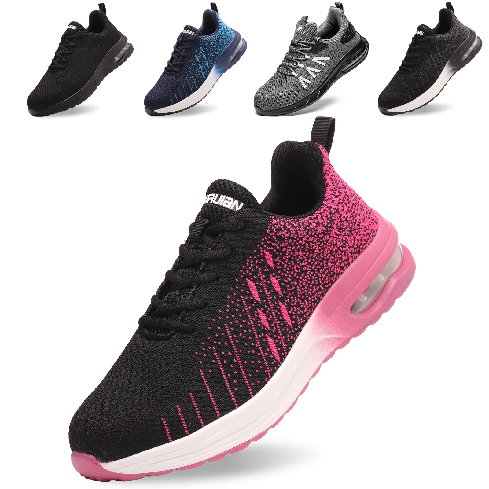 JIANKUN OEM steel toe caps Fabric Knitting womens shoes for work with Wear-Resistant PU Soles womens shoes for work