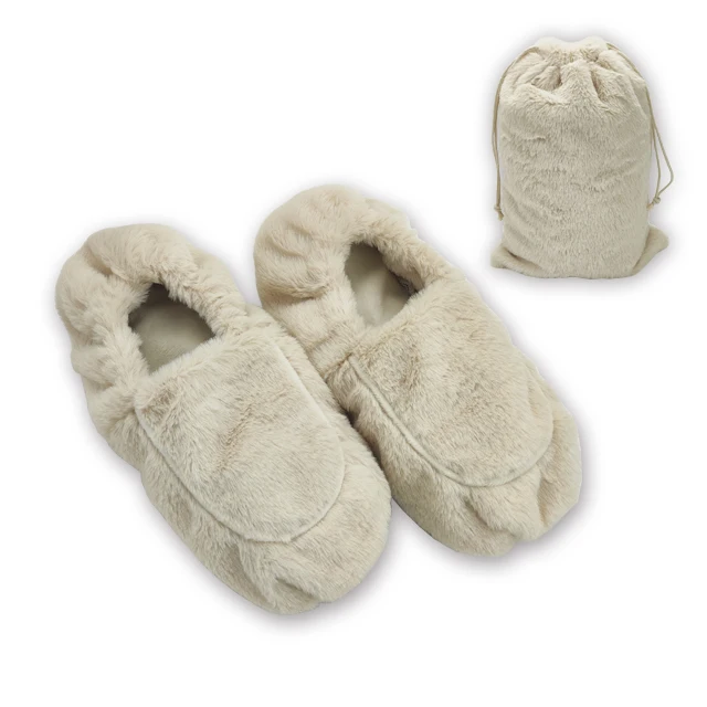Hot sale elastic soft plush slippers with removable heat bag tourmaline microwave heat pack
