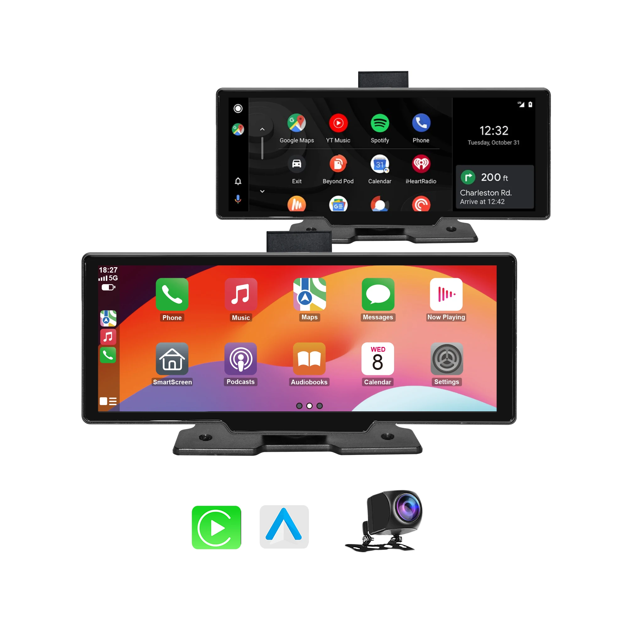Universal 10.26 inch Android Auto dual 1080P recorder DVR Carplay Screen
