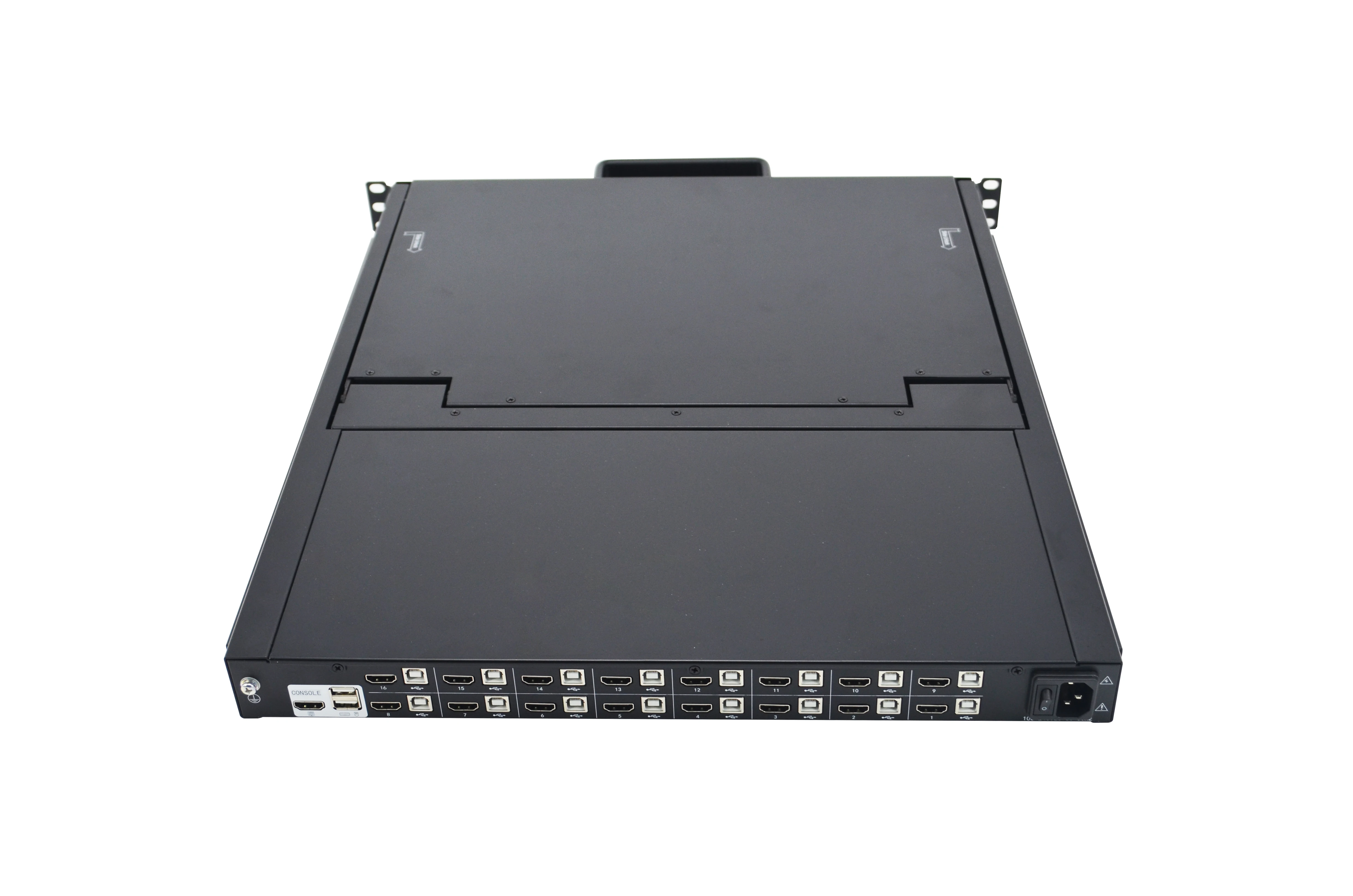 
600 * 538 *160mm XW1608 1U Rack-Mount 8 Port LCD KVM Switch - 15.6 inch FHD 1080P - Short Depth 