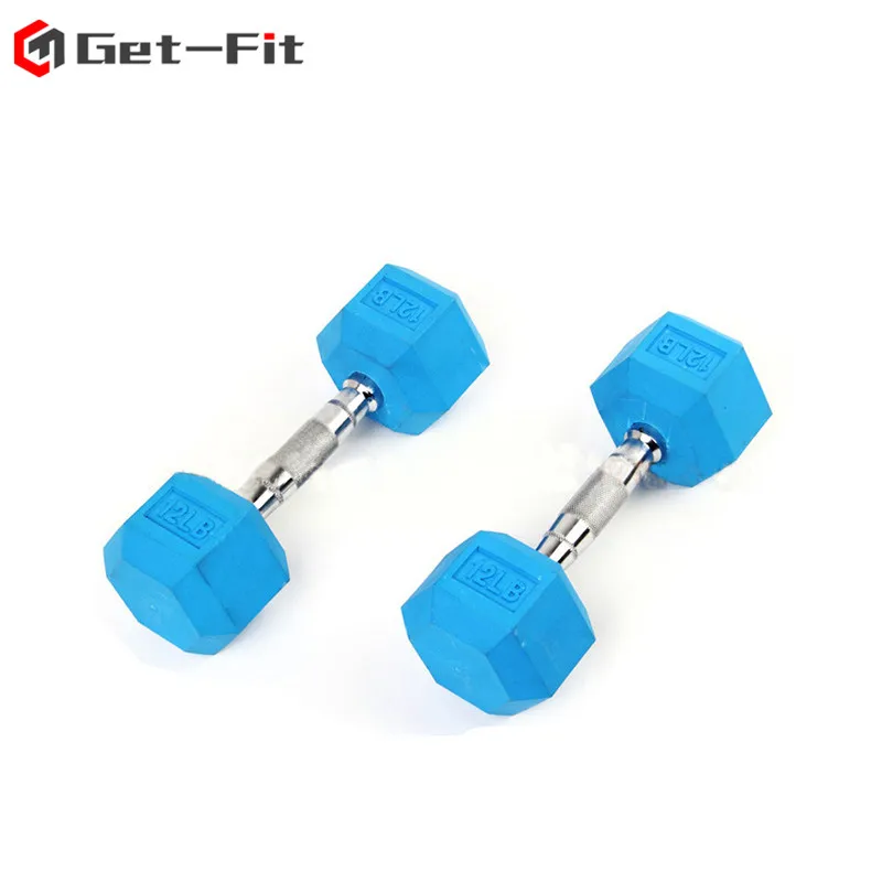 Get-Fit  2024 New Product Gym Fitness Equipment Rubber Hex Dumbbell OEM