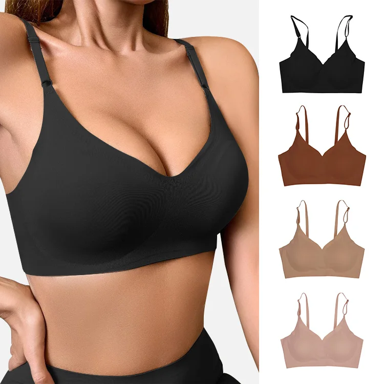 Seamless bralette wholesale one piece Ice silk push up seamless breathable wireless comfort sleeping bras for lady