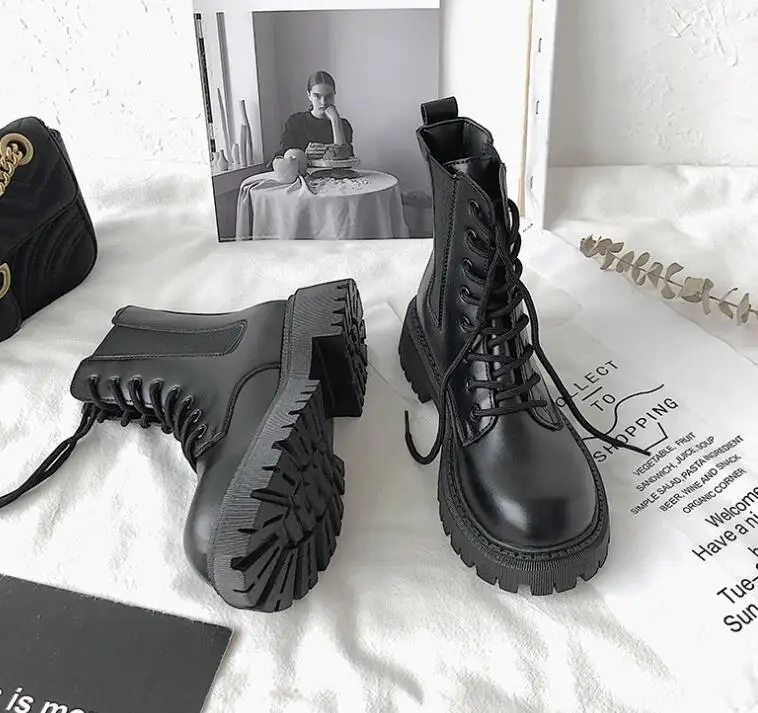 HANO New Summer Spring Fashion Footwear Ladies Girls PU Shoes Bottes Flats Women Platform Hiking Boots