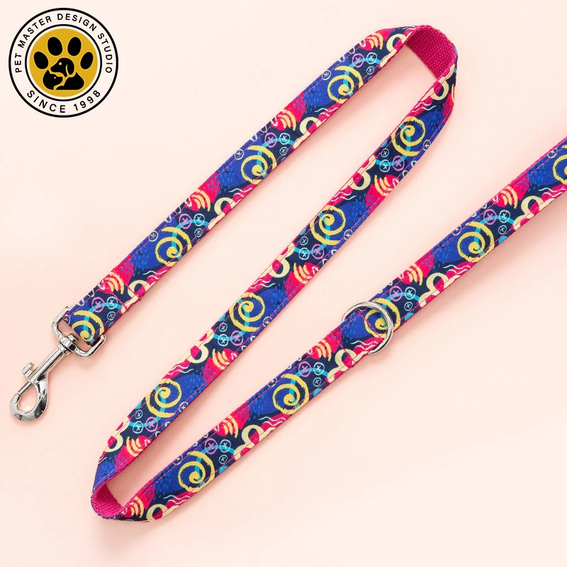 SinSky Pet Leash Graffiti Print Customizable Rose Gold Dog Leash Large Dog Leash Manufacturer Traction Rope