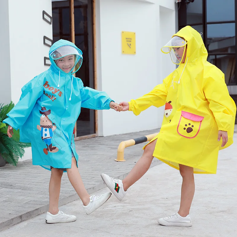 Manufacturer Supplier Custom Logo Polyester Cartoon Raincoats For Kids boy girl