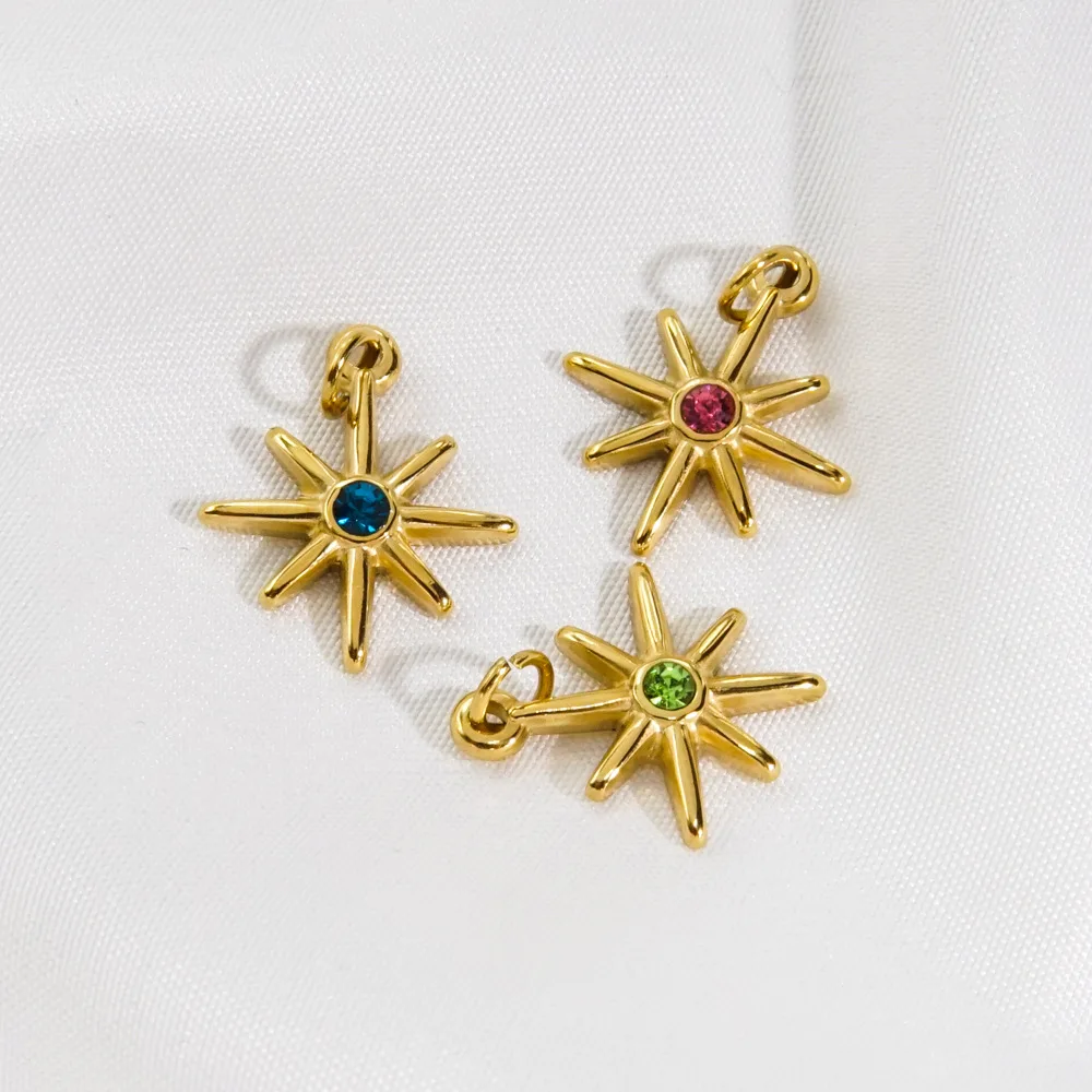 Stainless Steel Hexagram Star Charm Pendant Crystal Cubic Zirconia Star Diamond Charms For Jewelry Making