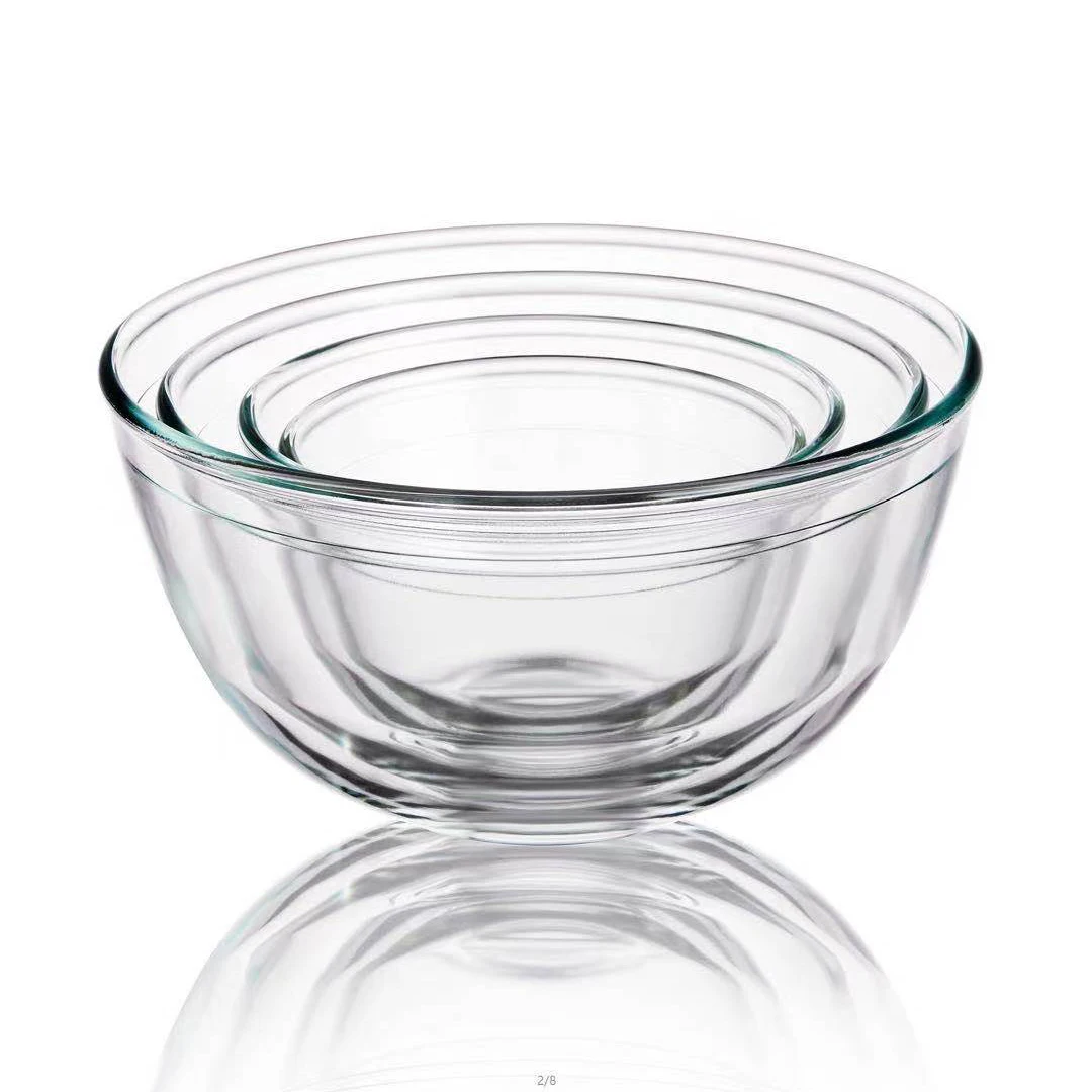 LINUO GLASS new design modern style Mixing Bowl Salad Bowl set Eco-Friendly BPA-Free Material Oven & Microwave Safe Kitchen Use