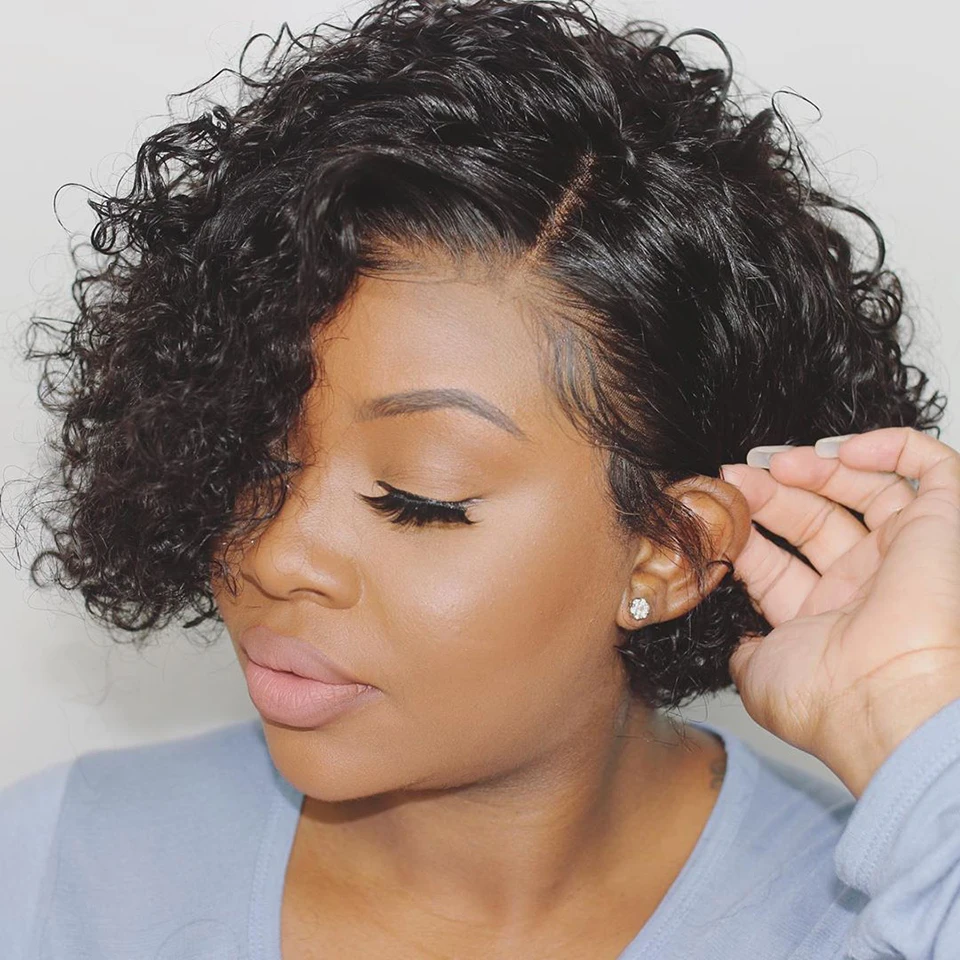 
Pixie Cut Curly short Wig Brazilian Curly Human Hair Wig Short Bob Wigs Remy Hair For Women 100% Human Hair 