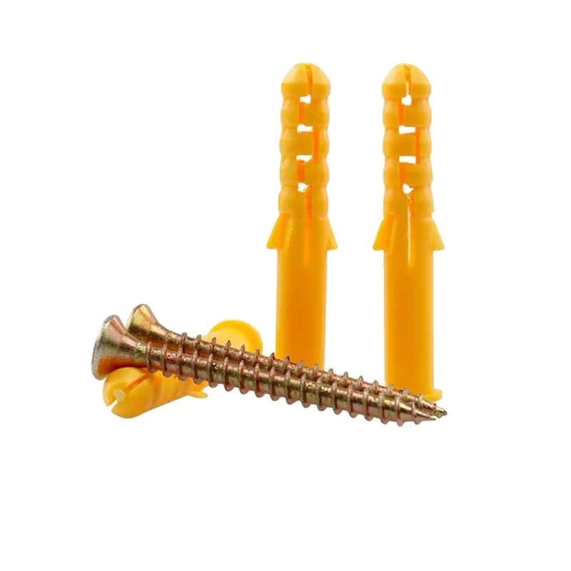 Small Yellow Plastic Expansion Plug Pipe Anchor Wall Plug Screw Nylon Expansion