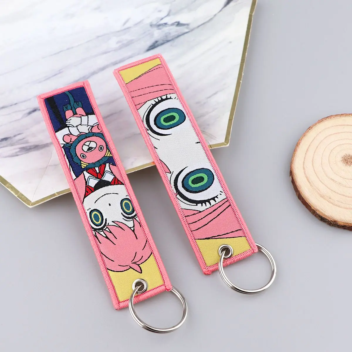 New Hot Selling Wholesale Cartoon Anime Spy Weaving Mark Key Chain Gospel Warrior Hanging Rope Jewelry Fabric Key Chain