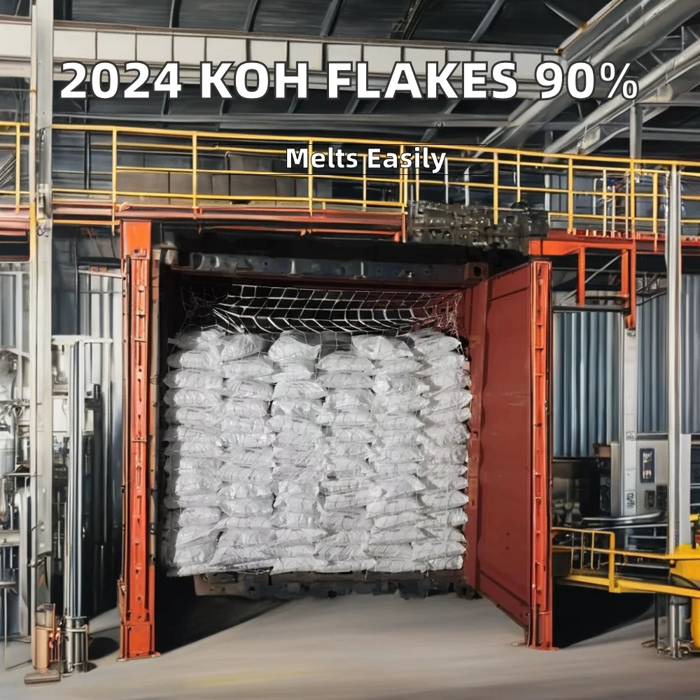 2024 Food and Industrial Grade Potassium Hydroxide Flakes 90% Low Price Caustic Potash Alkali CAS 1310-58-3 KOH