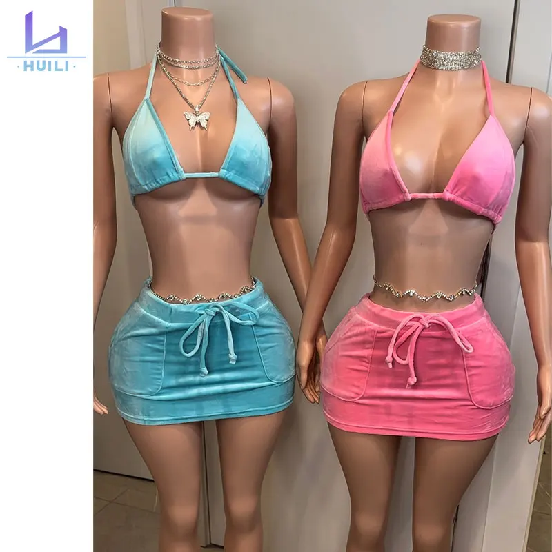 Huili Manufacturer High Quality Customized Tight Shorts Zip Up Hooded Jacket Casual Ladies Tracksuit Two Piece Short Set