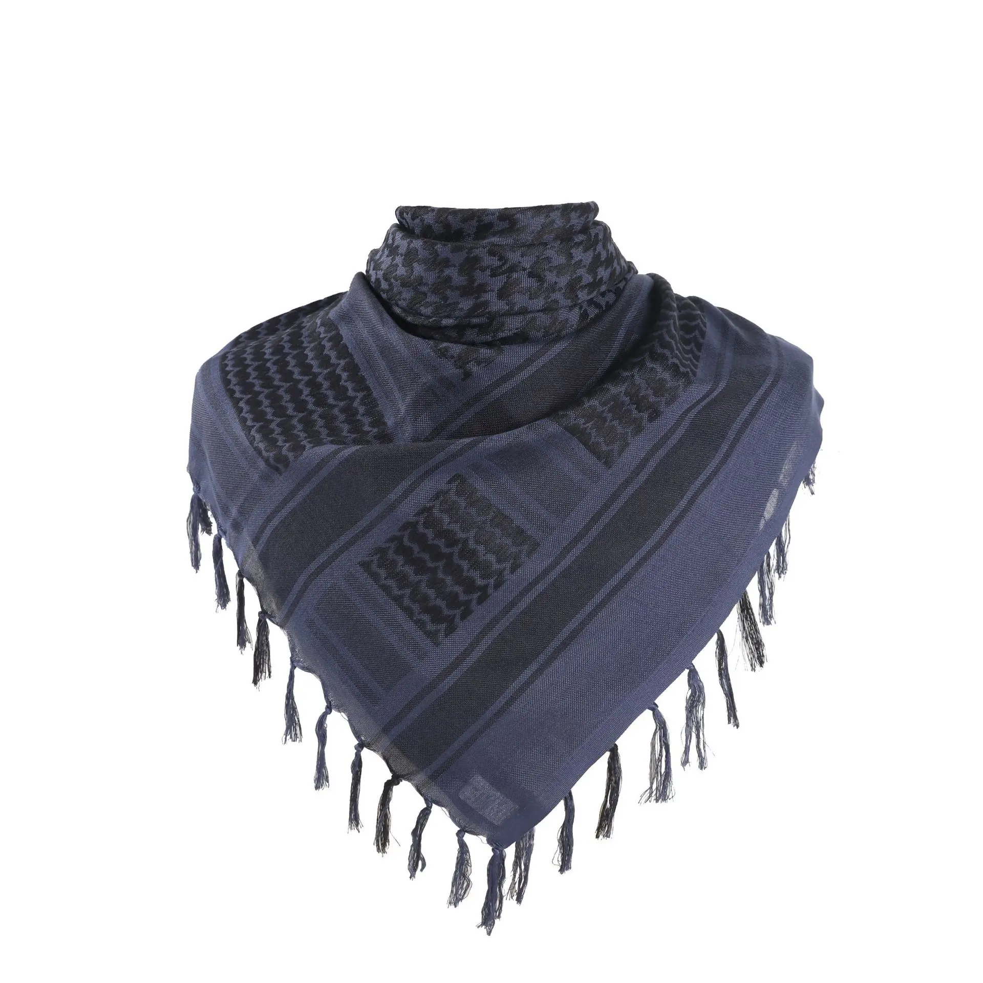 100% Cotton Trekking Shemagh Tactical Desert Arab Scarf 110*110cm Unisex Winter Keffiyeh Windproof Thick Muslim Scarves