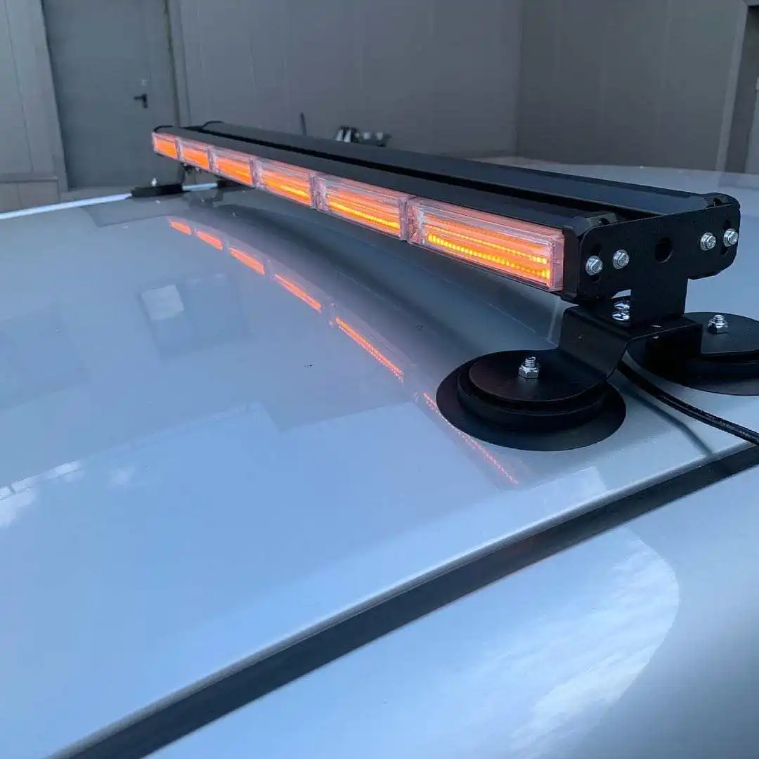 Two side COB CE 24 volt Red Blue Amber car roof magnetic mount low profile led strobe light bar