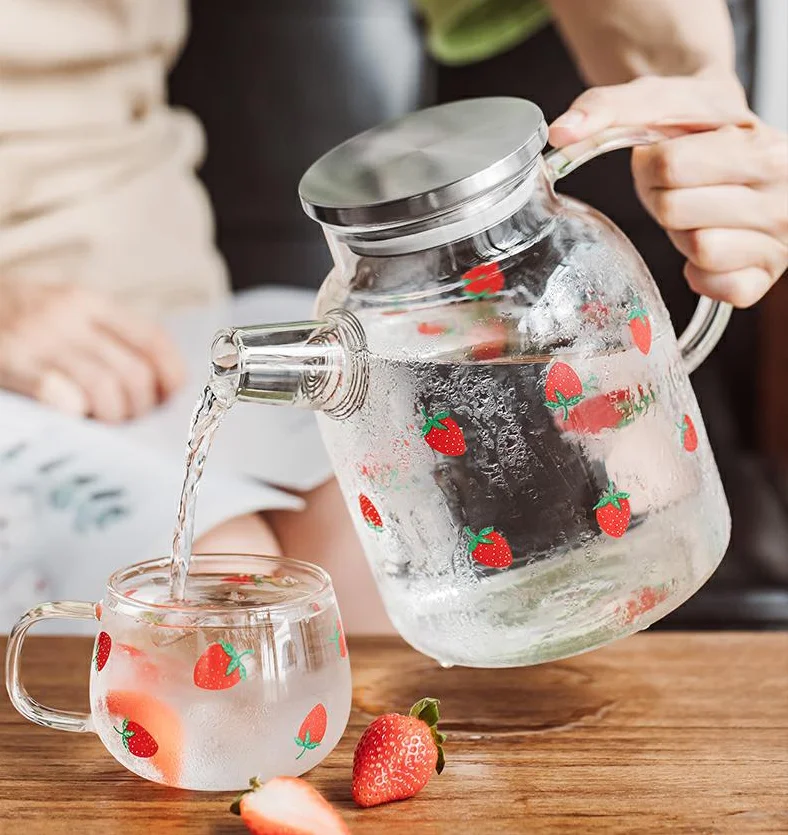 1000ml 1600ml Handmade borosilicate heat resistant glass teapot with bamboo lid