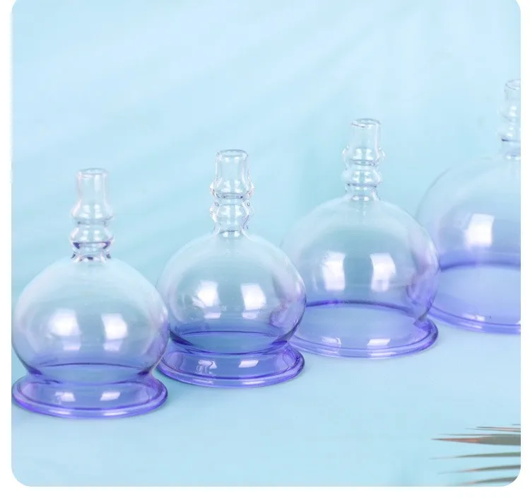 Wholesale purple cup set set transparent glass cupping health center home tools cold glass cupping machine