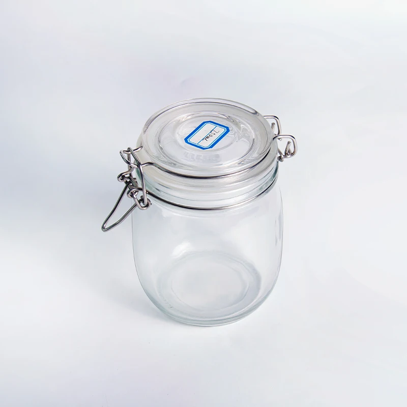 750ml 500ml Clear Kitchen Food Storage Flip Airtight Sealed Jar Glass Spice Canning Glass Clip Top Mason Jars with Lock lid