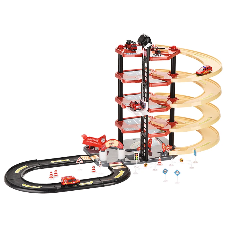 Kids educational DIY five floors parking toys garage track car parking lot building toys