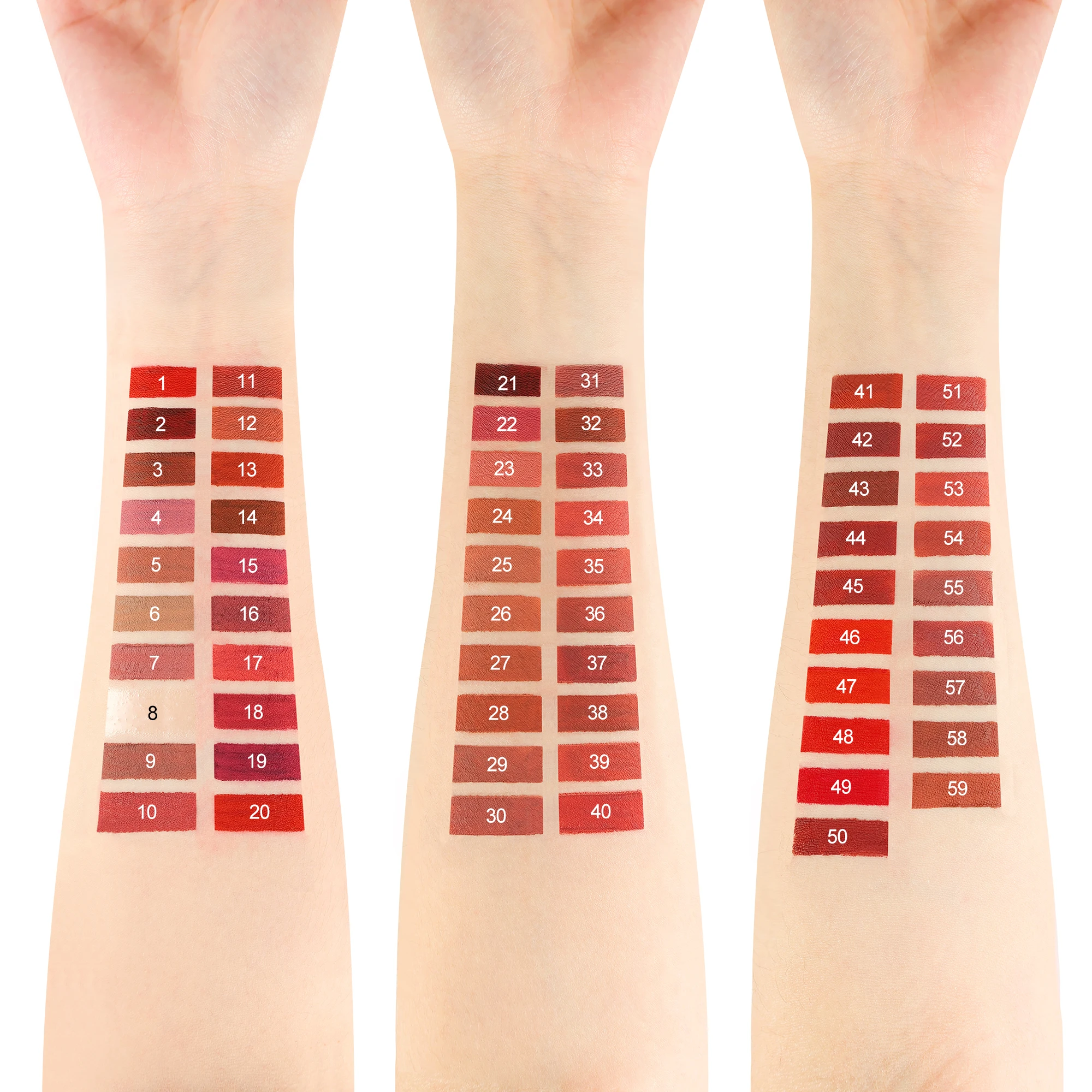 59 Color Velvet Matte Liquid Lipstick Sample Nude Lip Gloss Pigment Custom Long Lasting Waterproof Matte Lipstick