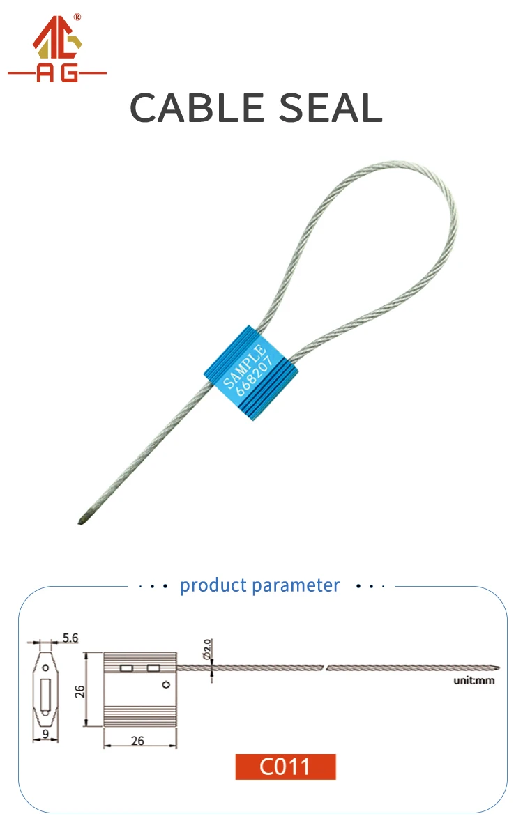 High Security 2.0mm Wire Rope AG-C011 Tamper Proof Zip Tie