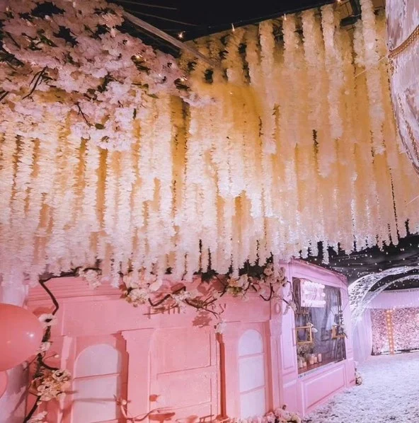 Wholesale cheap artificial wedding flower vine silk flower garland 1m or 2m for wedding home decoration