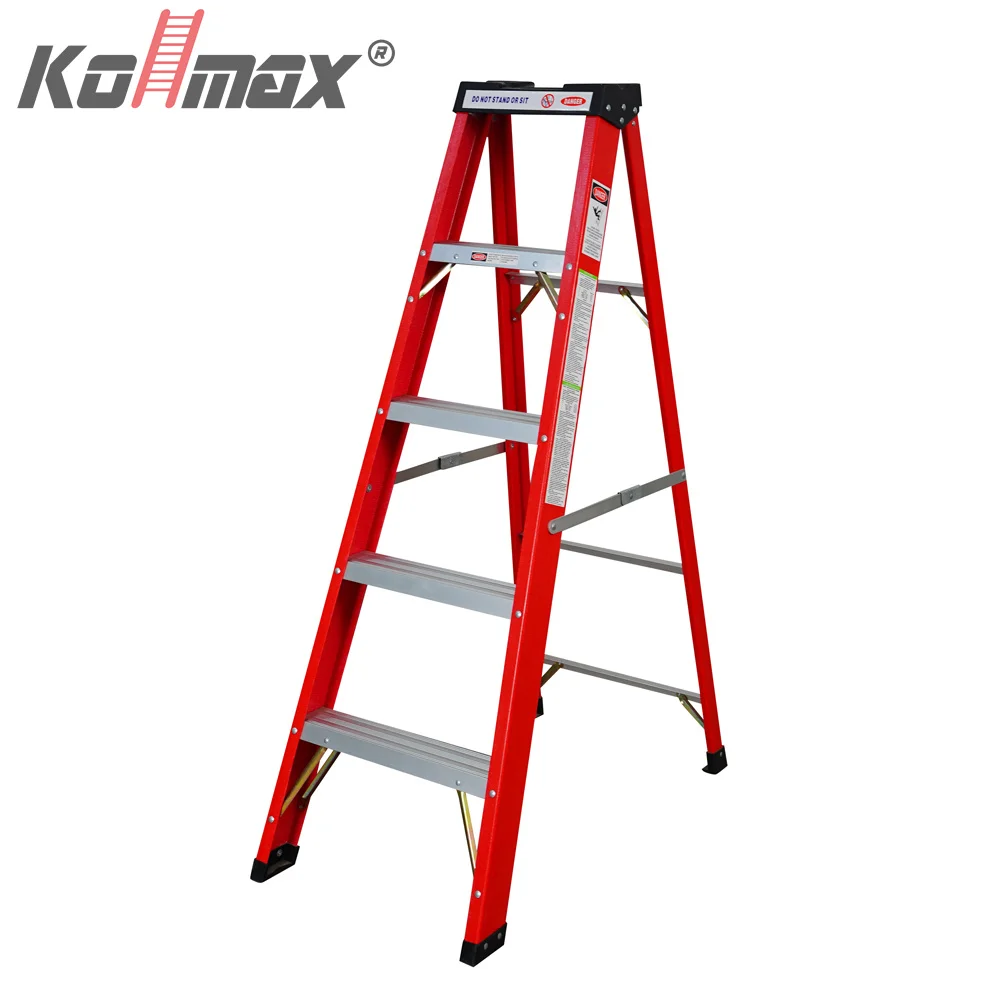 High Quality 150kg Max Load Insulated Fiberglass Step Ladders Industrial Ladders With En131