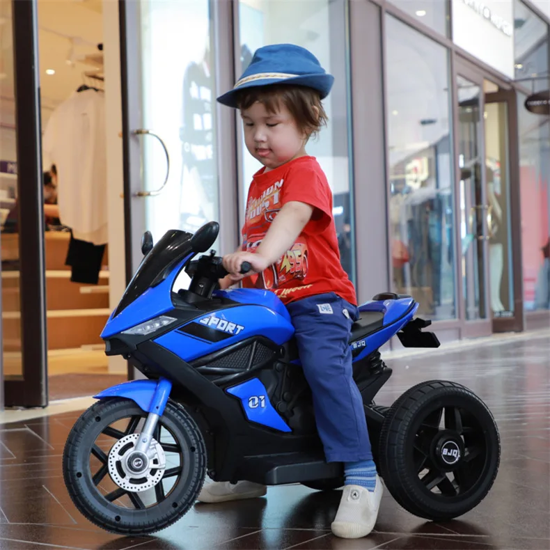 QS High Quality Kids Electric Motorcycle Outdoor Playing Ride Car Toy Music Light 3 Wheels 6V Battery Tricycle Motorbike Plastic