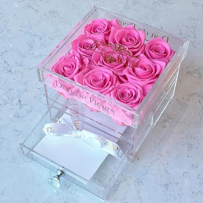 Acrylic flower box rose preserved flower box transparent paper box for flower packaging