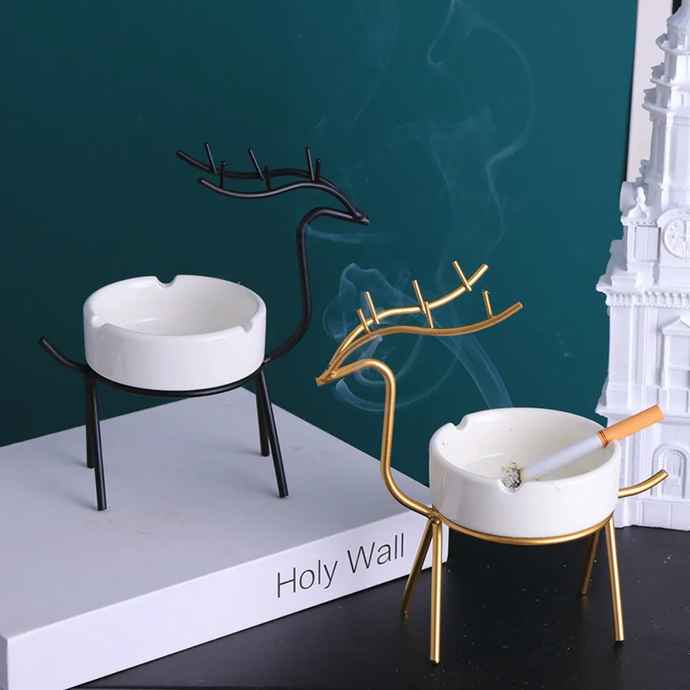 Nordic style ins light luxury gold cartoon elk shape ashtray exquisite ornament table top