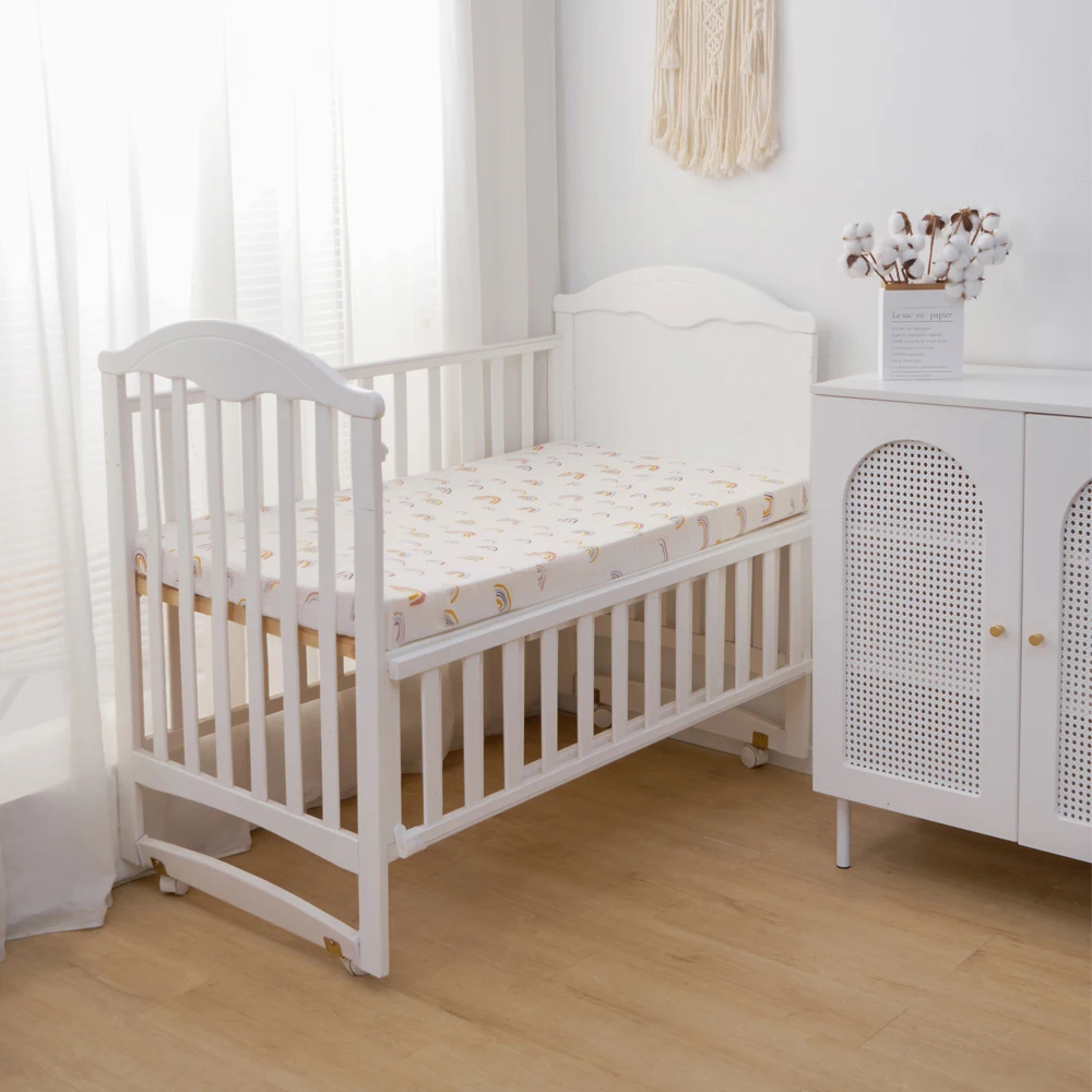 На заказ 100% органический хлопковый креп из муслина Детские Наматрасники для детской кроватки