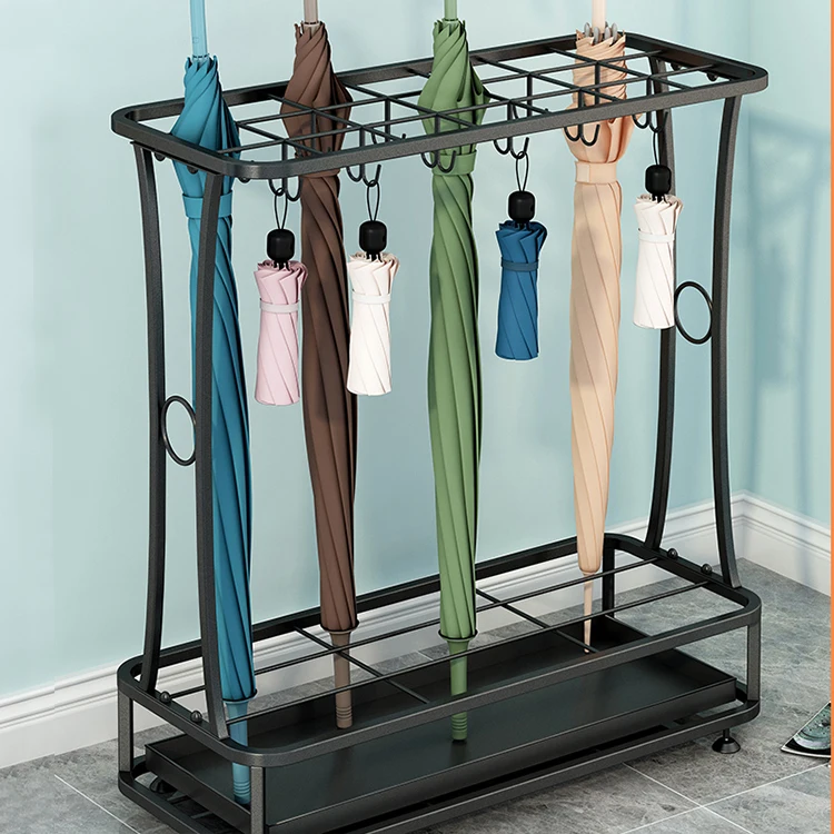 2-layer umbrella storage rack metal standing indoor door display