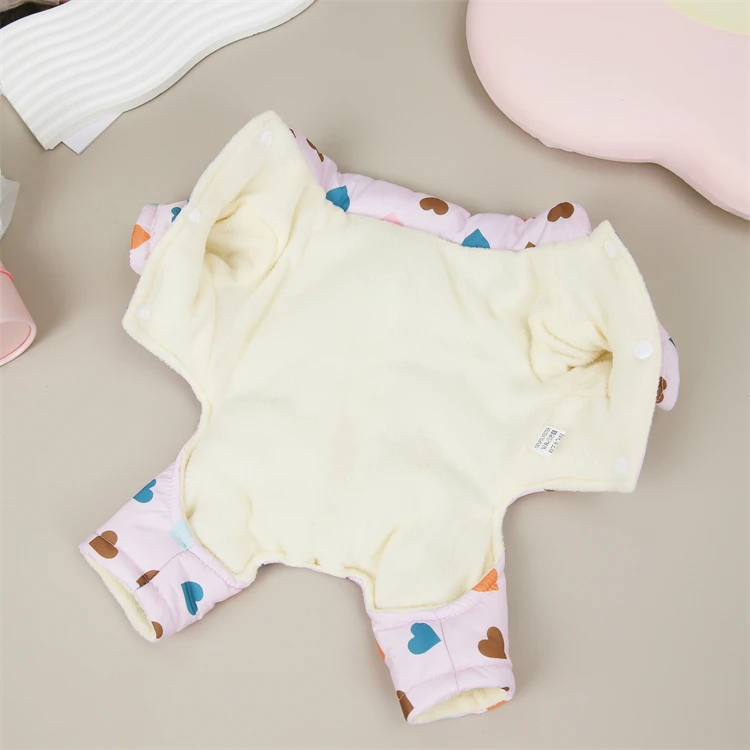 Lovely Heart Pattern Winter Dog Coat Four Legs Dog Jumpsuit Indoor Dog Overall Cheap