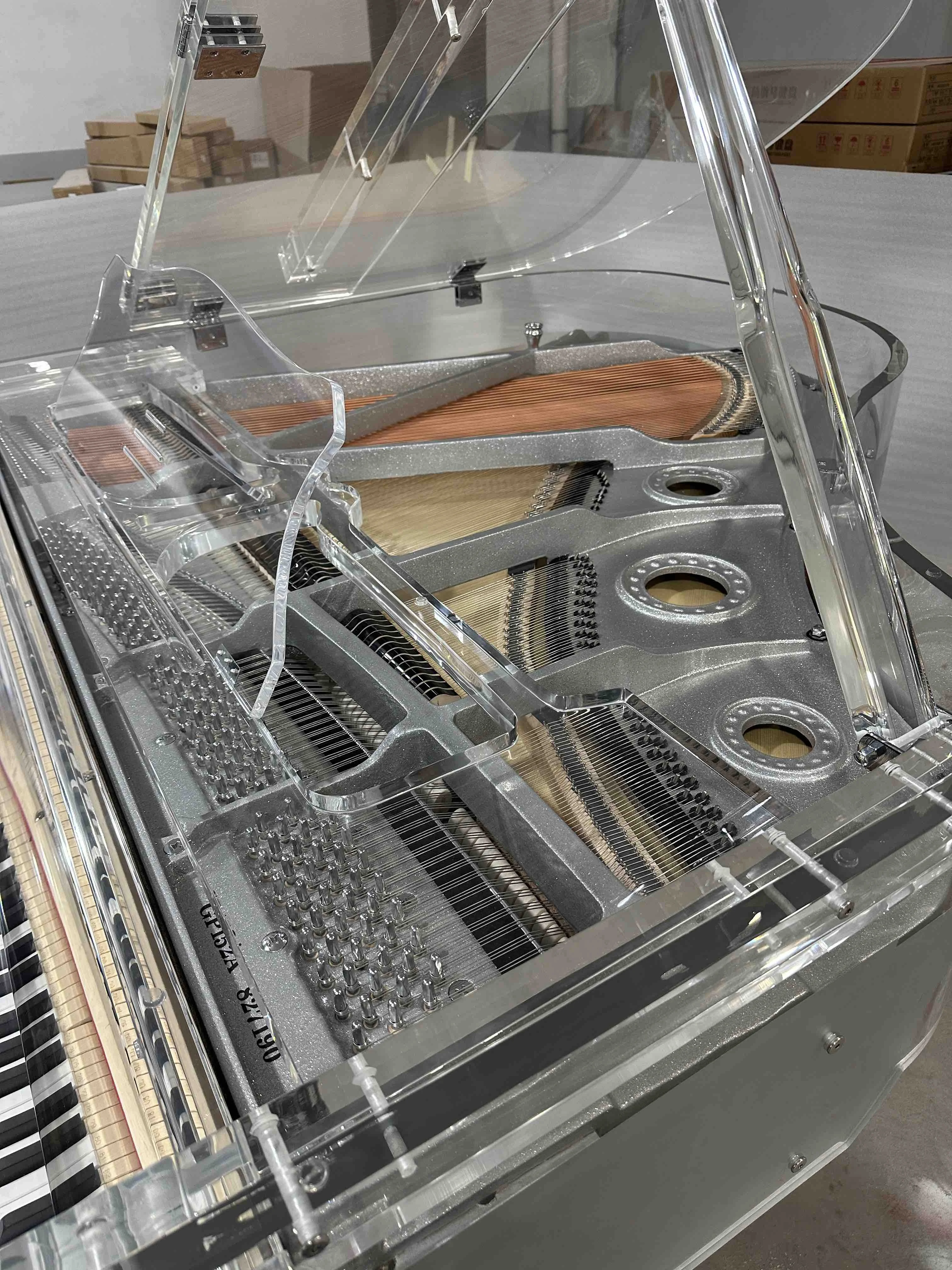 Custom Silver Transparent Acrylic Glass Baby Grand Piano GP152AS with LED lights Crystal Piano Accept Piano OEM