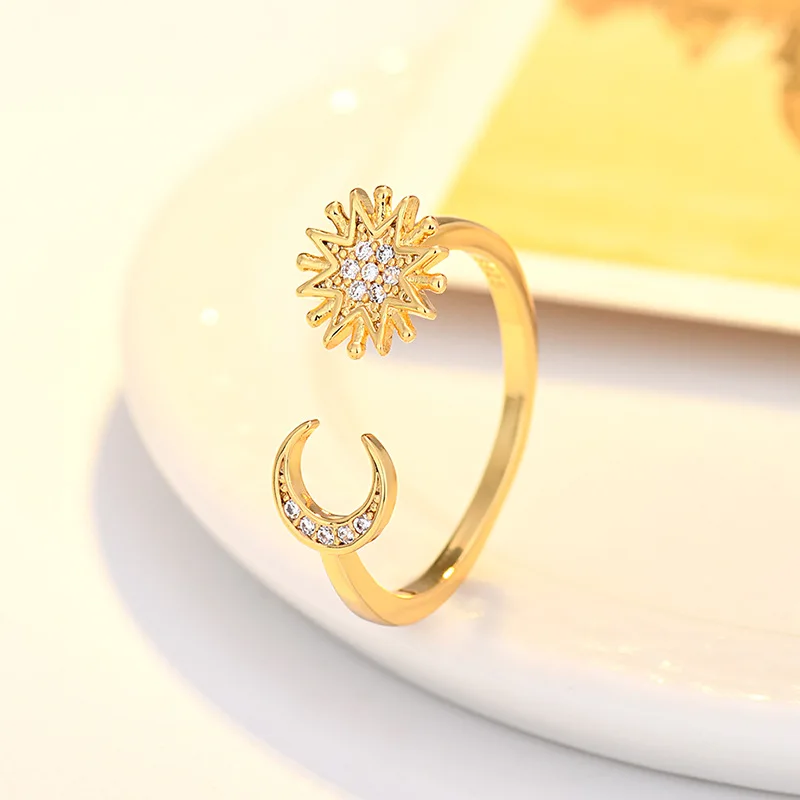 Minimalist Rings Gold Filled Rings Crystal Flower Shape Gold Ring Simple Jewelry Fashion Gifts For Women