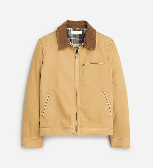 Wholesale Custom Logo  Heavyweight Canvas Casual Jacket Blank Work Hunting Short  Canvas Corduroy Neck Work Jackets For Men