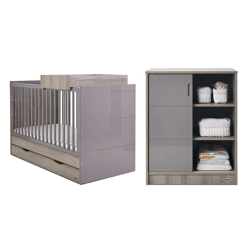 Factory price OEM and ODM accepted wooden baby cribs with drawer