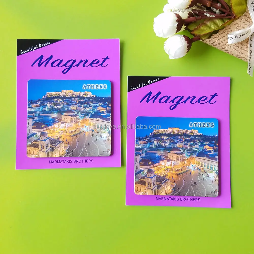 Factory custom kinds of size Greece Scenic Area Souvenirs gifts paper  full color printing rubber fridge magnet