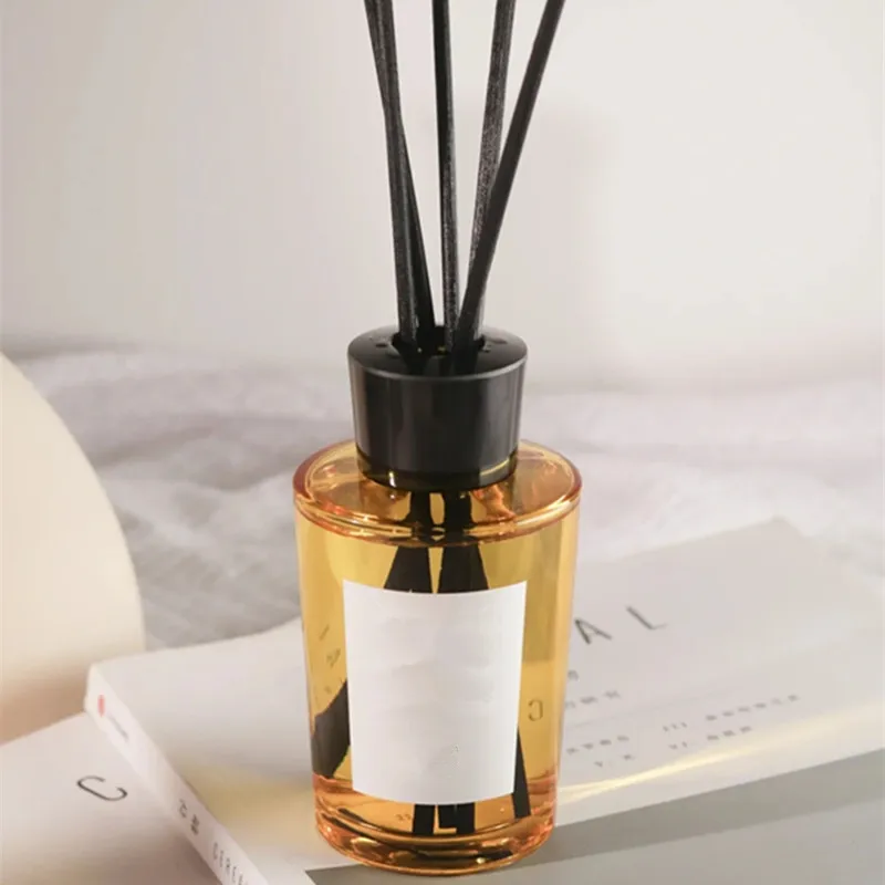 wholesale custom reed diffuser 180ml empty amber glass bottle diffuser bottle with black plastic lid and gift box