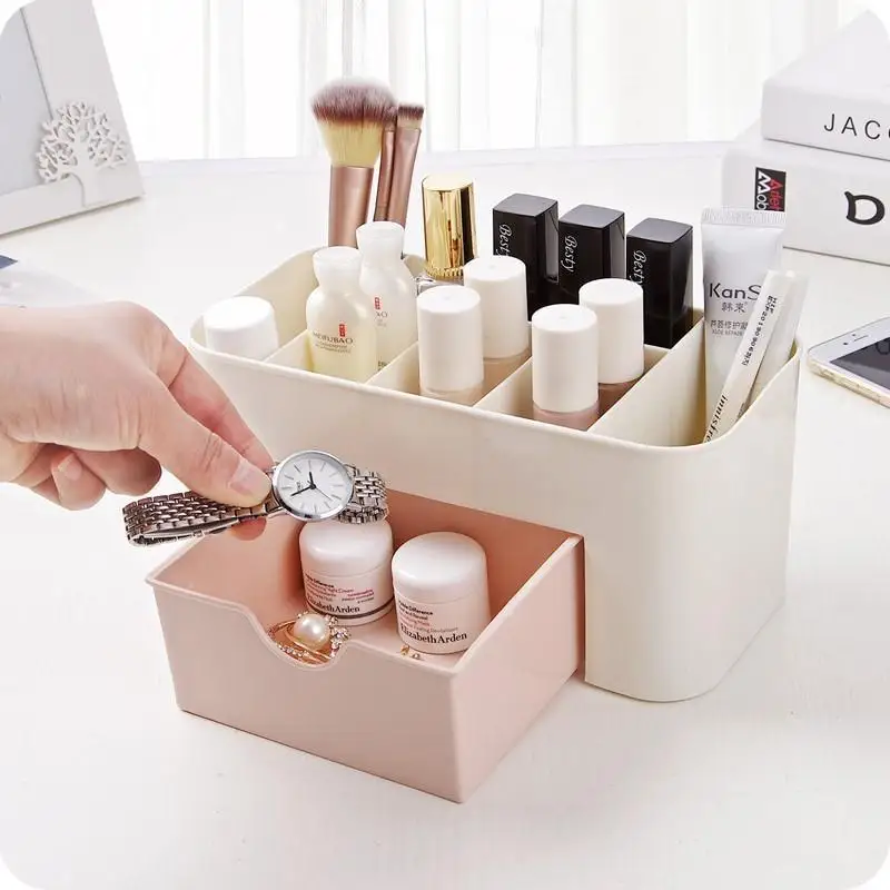 Drawer Type Desktop Storage Box Cosmetic Jewelry Box Simple Household Multi-functional  Plastic Storage Bins & Boxes