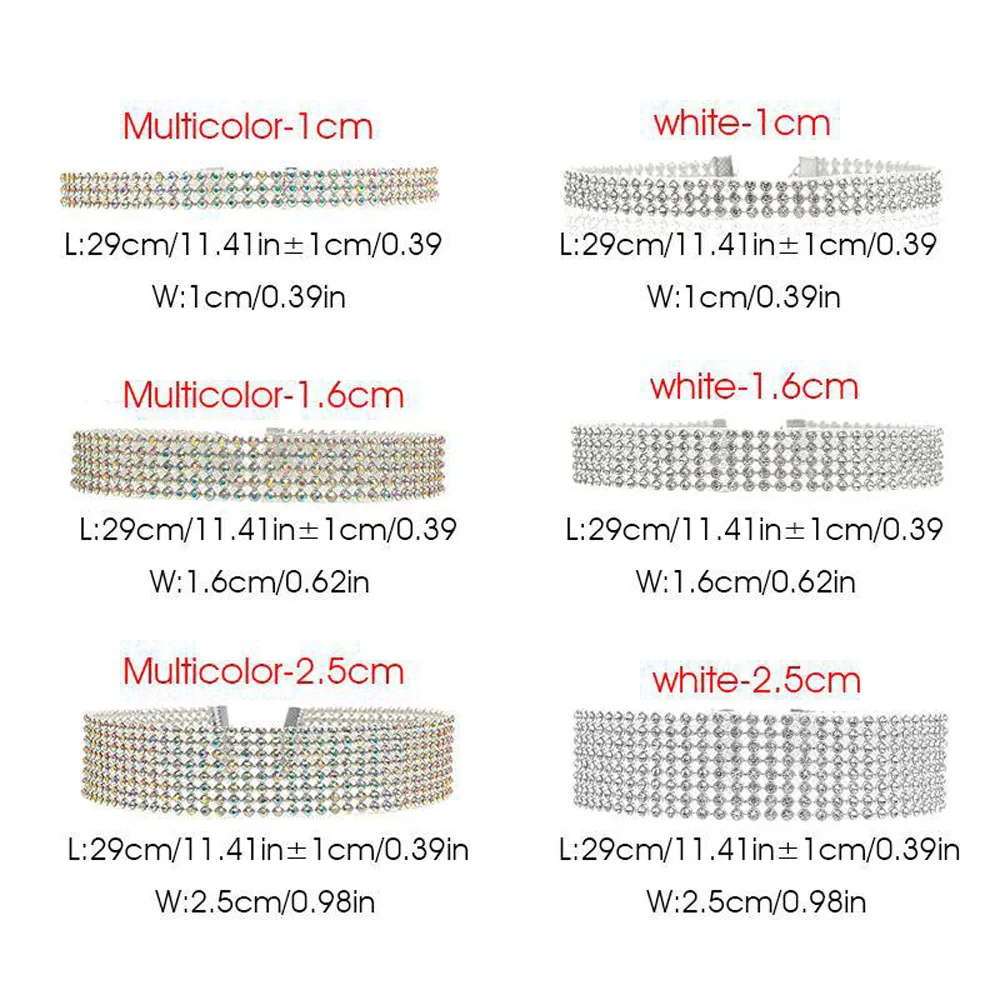 Crystal Rhinestone Collier Femme Choker Necklace Women Wedding Accessories Silver Color Chain Punk Gothic Chokers Jewelry