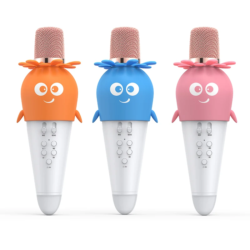 Portable Children Rechargeable Wireless Mic Magical Singing LED Lights Karaoke Microphone for Kids