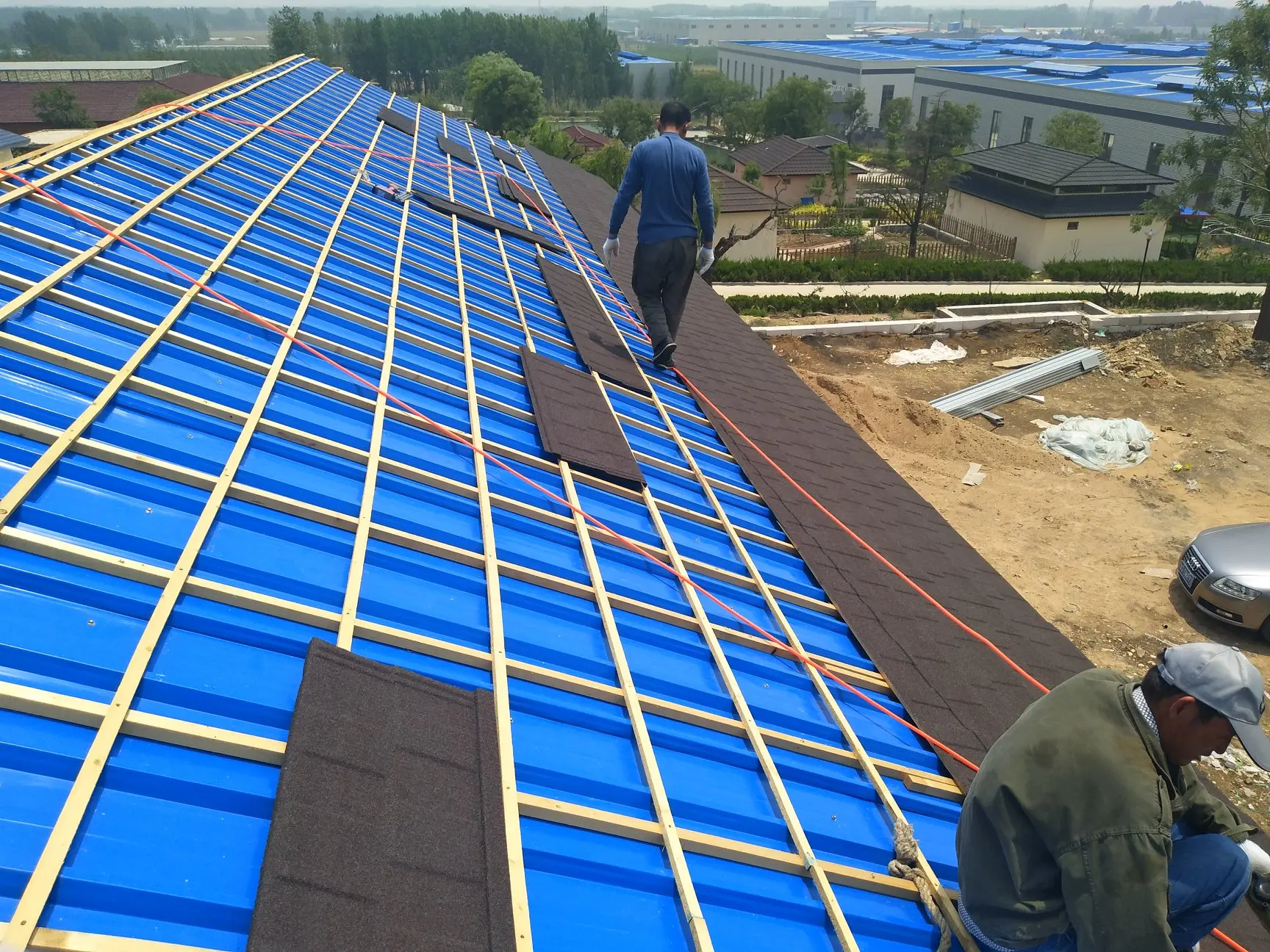 Modern Building Materials House Roofing Sheets  Asa Synthetic Resin Stone Coated Metal Roofing Tiles